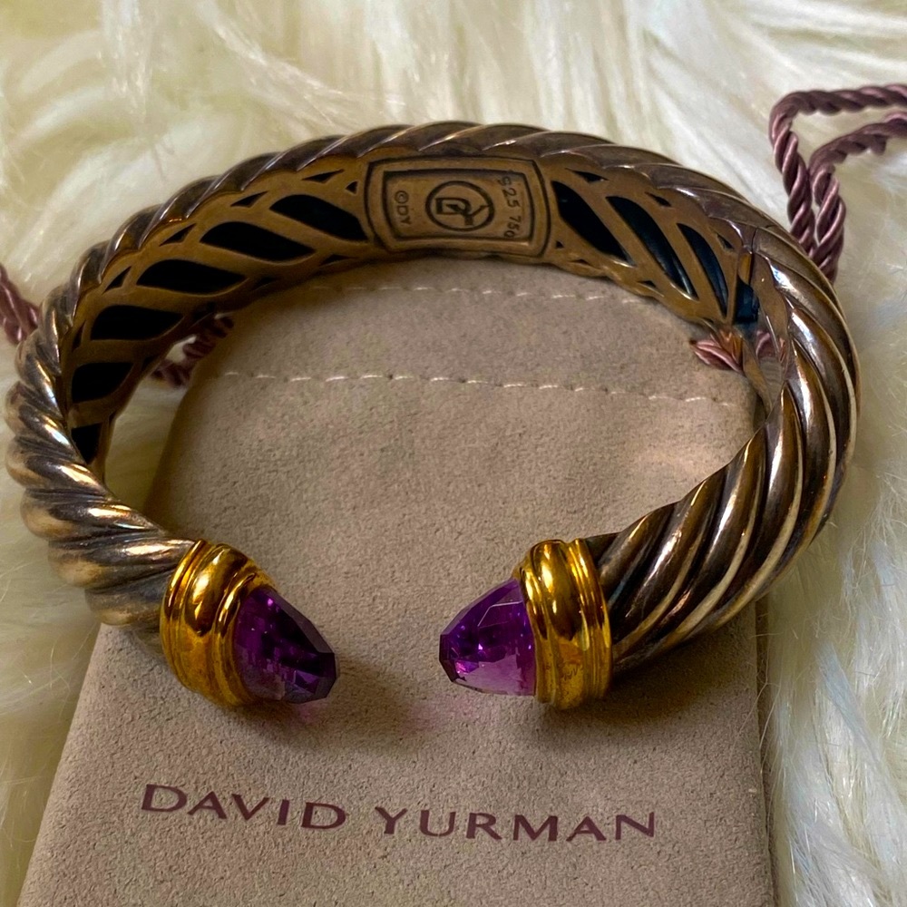 David Yurman waverly Amethyst 18k gold and silver bracelet